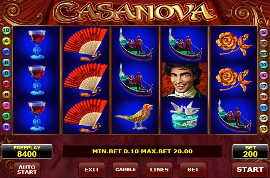 Play Casanova Slot Machine at Cashalot Casino